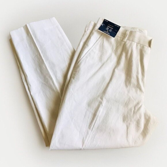 Men's Stafford Linen Slim Fit Flat Front Suit Pants - White-‎ 40x29 - NWT - Picture 3 of 6